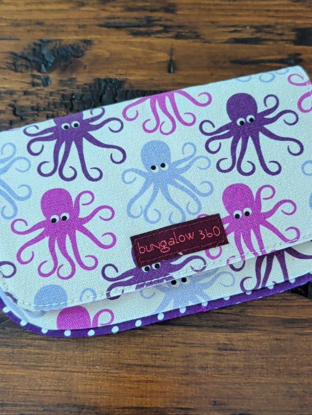 Bungalow 360 Purple and Cream Octopus Wristlet